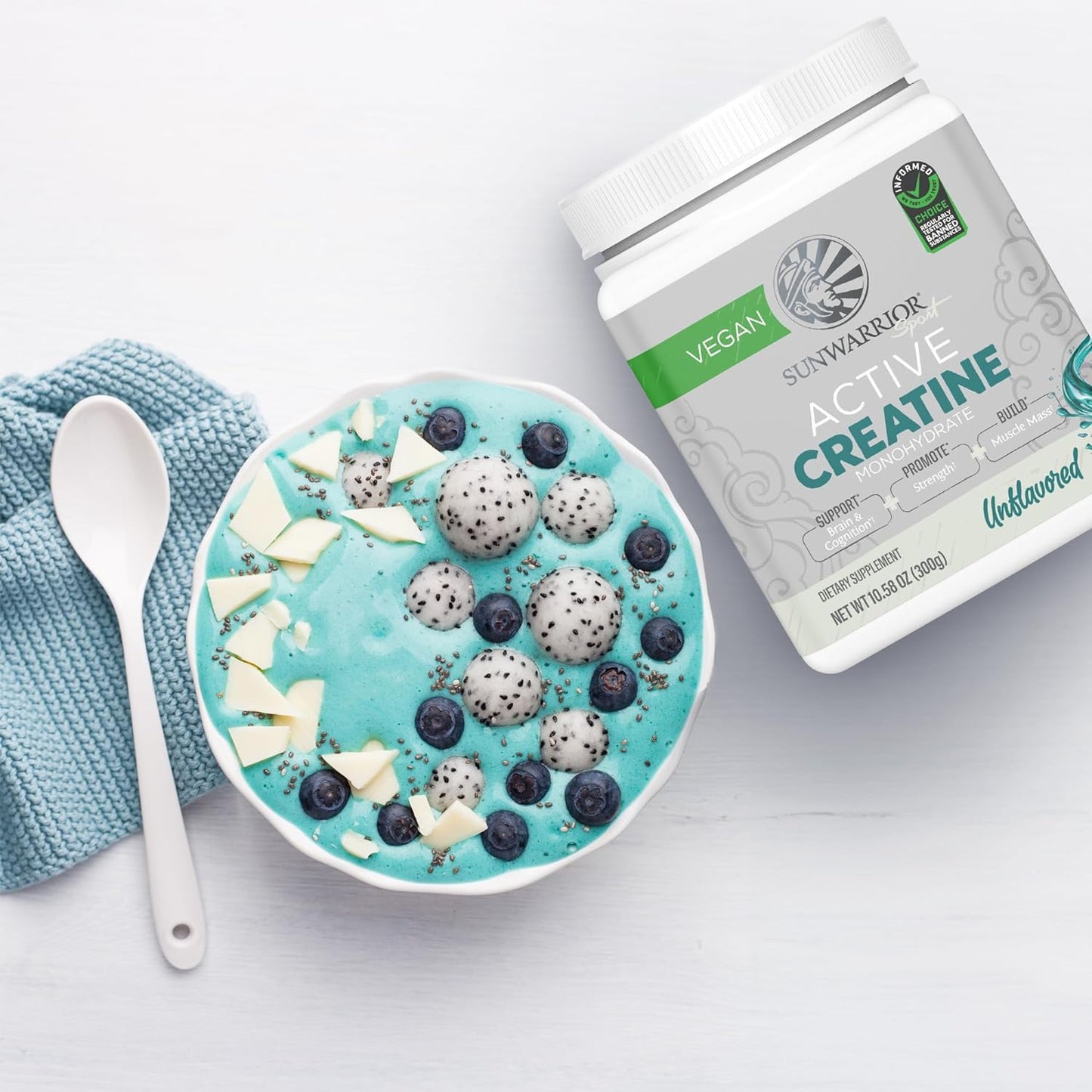 Sunwarrior Creatine Monohydrate Powder 300G | Muscle Building Pre Workout Vegan Keto Friendly Micronized & Easily Mixes (60 Serve) Active Creatine